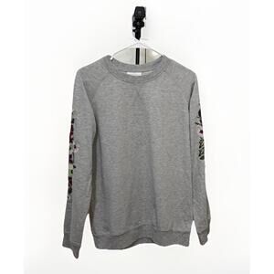 Country Store Embroidered Floral Sweatshirt Gray Crewneck Women’s Medium